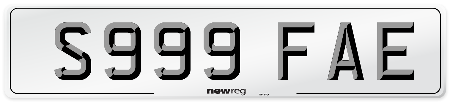 S999 FAE Number Plate from New Reg